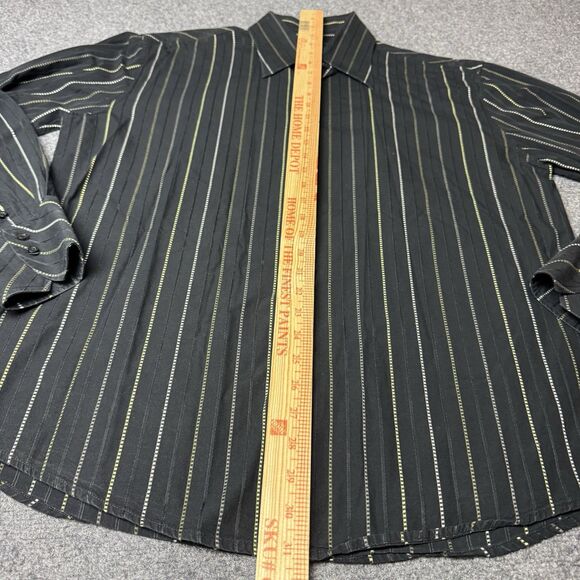 Ben Sherman Striped Long Sleeve Button Shirt Black Yellow White XL - Picture 6 of 7